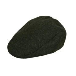 Men’s Abraham Moon Plain Tweed Flat Cap -Dents 1 3004 Olive