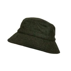 Men’s Abraham Moon Plain Tweed Bucket Hat -Dents 1 3005 Olive