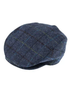 Men's Abraham Moon Check Tweed Flat Cap -Dents 1 3038 Blue 89e71e3f b336 4b0d 96e0 ae99158cbcae