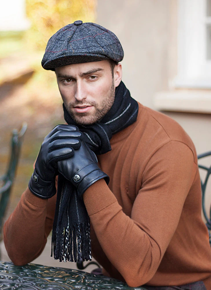 Men's Abraham Moon Check Tweed Newsboy Cap 6 Men's Abraham Moon Check Tweed Newsboy Cap - Image 4