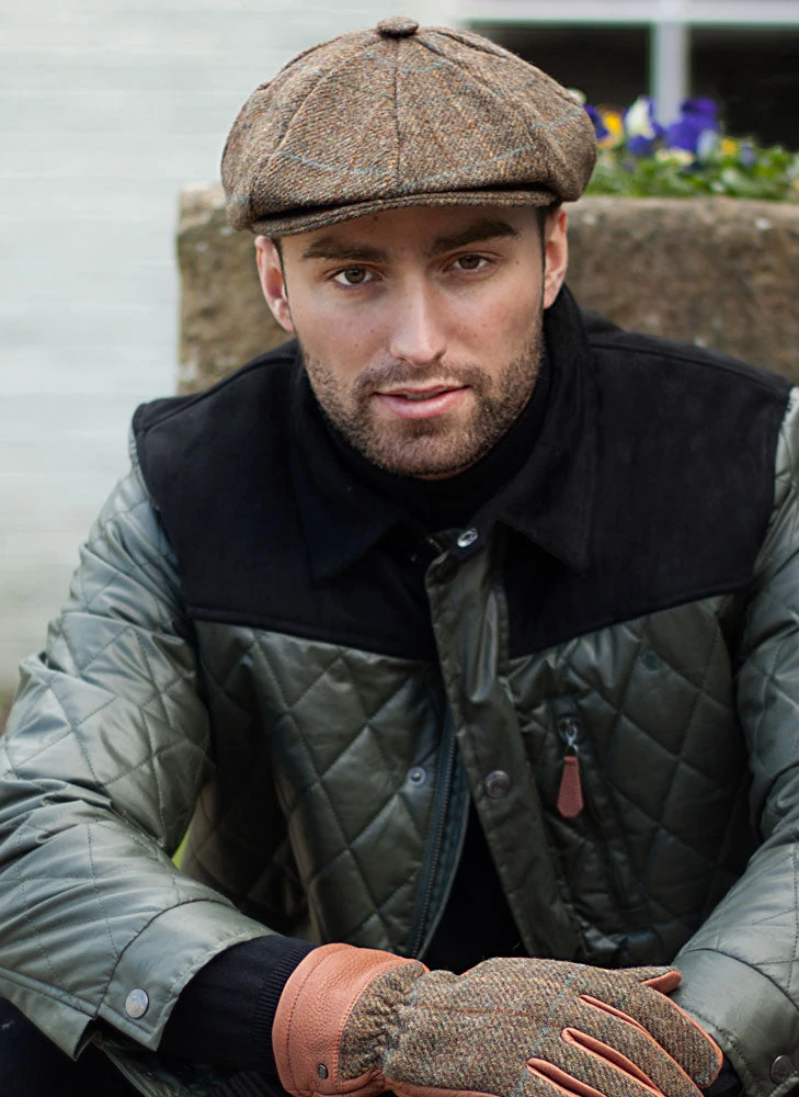 Men's Abraham Moon Check Tweed Newsboy Cap 8 Men's Abraham Moon Check Tweed Newsboy Cap - Image 6