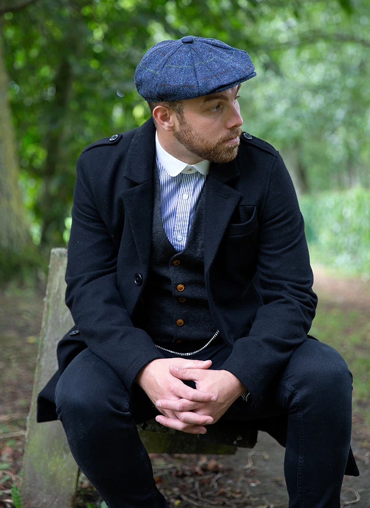 Men's Abraham Moon Check Tweed Newsboy Cap 4 Men's Abraham Moon Check Tweed Newsboy Cap - Image 2