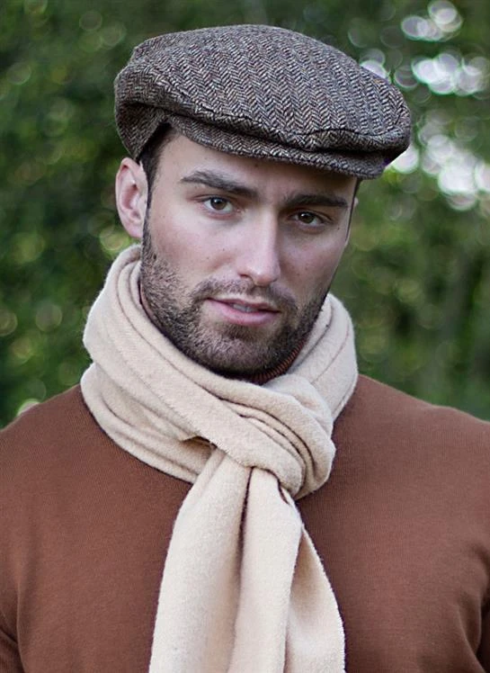 Men's Abraham Moon Herringbone Tweed Flat Cap 8 Men's Abraham Moon Herringbone Tweed Flat Cap - Image 6