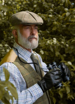 Men's Abraham Moon Herringbone Tweed Newsboy Cap -Dents 1 3042 Spruce