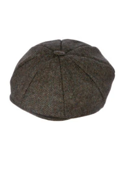 Men's Abraham Moon Herringbone Tweed Newsboy Cap -Dents 1 3042Pewter2