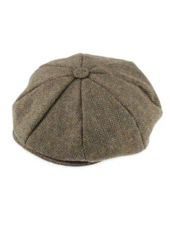 Men's Abraham Moon Herringbone Tweed Newsboy Cap -Dents 1 3042Spruce