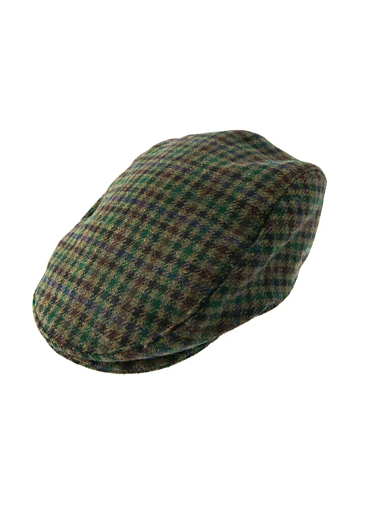 Men's Abraham Moon Dogtooth Check Tweed Flat Cap
