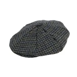 Men's Abraham Moon Tweed Dogtooth Check Newsboy Cap -Dents 1 3044 Graphite