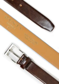Men’s Heritage Lined Full-Grain Leather Belt -Dents 12 4600DarkBrown 4