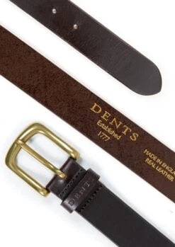 Men’s Heritage Lined Full-Grain Leather Belt With Brass Buckle -Dents 12 4604Brown 3