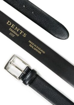 Men’s Heritage Pebble-Grain Leather Belt -Dents 12 4606Black 4
