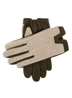 Men's Heritage Crochet-Back Leather Driving Gloves -Dents 15 1003 Hunter