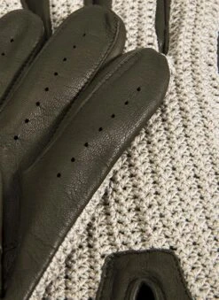 Men's Heritage Crochet-Back Leather Driving Gloves -Dents 15 1003 20hunter 203