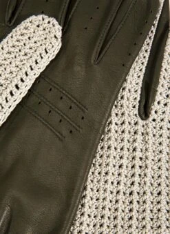 Men's Heritage Crochet-Back Leather Driving Gloves -Dents 15 1003 20hunter 204
