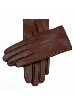 Men's Heritage Three-Point Silk-Lined Leather Gloves -Dents 15 1027EnglishTan