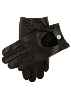 Men's Heritage Two-Colour Leather Driving Gloves -Dents 15 1094 Black Black