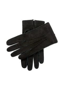 Men’s Heritage Handsewn Three-Point Cashmere-Lined Buckskin Leather Gloves -Dents 15 1130 Black