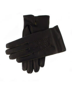 Men's Heritage Three-Point Cashmere-Lined Leather Gloves With Colour Contrast Stitching -Dents 15 1518BlackYellowYellow