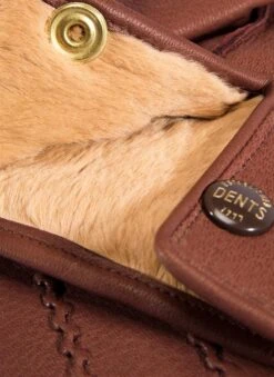 Men's Heritage Three-Point Fur-Lined Deerskin Leather Gloves -Dents 15 1544 bark 3