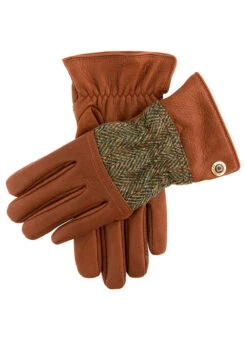 Men's Heritage Cashmere-Lined Harris Tweed And Deerskin Leather Gloves -Dents 15 1598 Havana Olive Pine e4c26e42 96ef 4e36 a993 55f8bd6f43fd