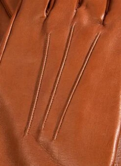 Women's Heritage Three-Point Silk-Lined Leather Gloves -Dents 17 1048 cognac 1