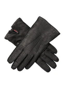 Women's Heritage Handsewn Three-Point Cashmere-Lined Peccary Leather Gloves -Dents 17 1069Black