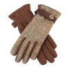 Women's Heritage Cashmere-Lined Harris Tweed And Deerskin Leather Gloves -Dents 17 1131Tobacco