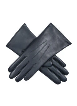 Women’s Heritage Touchscreen Three-Point Fur-Lined Leather Gloves -Dents 17 1156 Navy