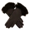 Women's Heritage Silk-Lined Leather Gloves With Fur Cuffs -Dents 17 2030 Mocca