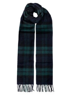Heritage Tartan Check Cashmere Scarf With Tassels -Dents 2 2070 BlackWatch