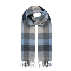 Heritage Bold Check Cashmere Scarf With Tassels 20 Heritage Bold Check Cashmere Scarf With Tassels -Dents 2 2071 Sky