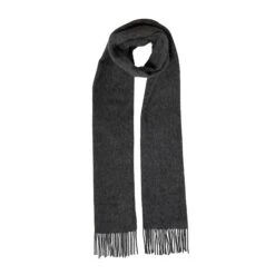 Men's Lambswool Scarf With Tassels -Dents 2 2355 Charcoal NEW