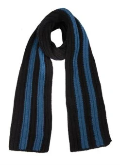 Men's Two-Tone Stripe Knitted Scarf -Dents 2 2363 20black blue