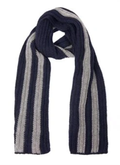 Men's Two-Tone Stripe Knitted Scarf -Dents 2 2363 20navy slate22