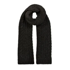 Men’s Cable Knit Scarf With Marl Yarn -Dents 2 2370 Black