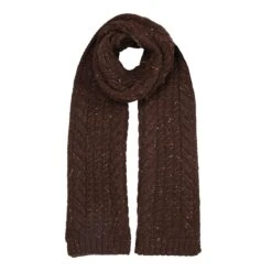 Men’s Cable Knit Scarf With Marl Yarn -Dents 2 2370 Chocolate