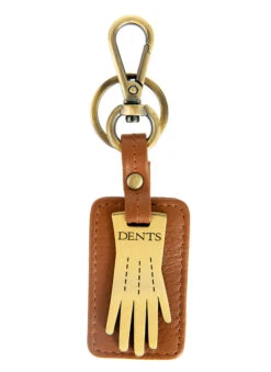 Dents Glove Keyring With Gift Box -Dents 23 1005 cognac antique brass