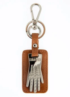 Dents Glove Keyring With Gift Box -Dents 23 1005 cognac shiney silver