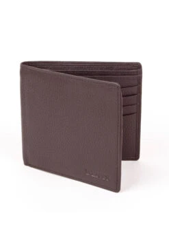 Men's Slim Pebble Grain Leather Bifold Wallet With RFID Blocking -Dents 23 5501Chocolate2