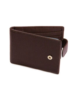Men's Pebble Grain Leather Card Holder With RFID Blocking And Tab -Dents 23 5506 1 chocolate