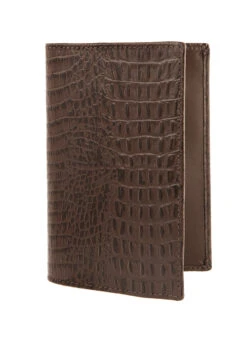 Crocodile Print Leather Passport Holder With RFID Blocking -Dents 23 5533Brown 1