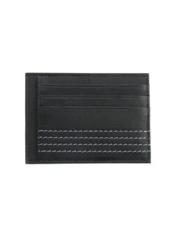 Men's Contrast Stitch Pebble Grain Leather Card Holder With RFID Blocking