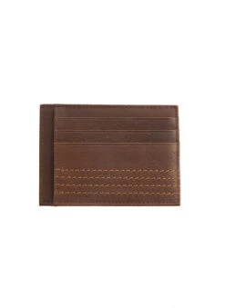 Men's Contrast Stitch Pebble Grain Leather Card Holder With RFID Blocking 11 Men's Contrast Stitch Pebble Grain Leather Card Holder With RFID Blocking -Dents 23 5538 Brown Tan