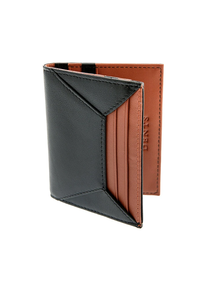 Men's Two-Colour Smooth Nappa Leather Card Holder With RFID Blocking 3 Men's Two-Colour Smooth Nappa Leather Card Holder With RFID Blocking