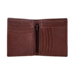 Men's Pebble Grain Leather Bifold Wallet With RFID Blocking And Zipped Pocket -Dents 23 5558 Dark Tan 3