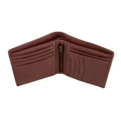 Men's Pebble Grain Leather Bifold Wallet With RFID Blocking And Zipped Pocket -Dents 23 5558 Dark Tan 4
