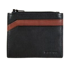 Men's Two-Colour Pebble Grain Leather Card Holder With RFID Blocking And Zipped Pocket 11 Men's Two-Colour Pebble Grain Leather Card Holder With RFID Blocking And Zipped Pocket -Dents 23 5559 Black 1