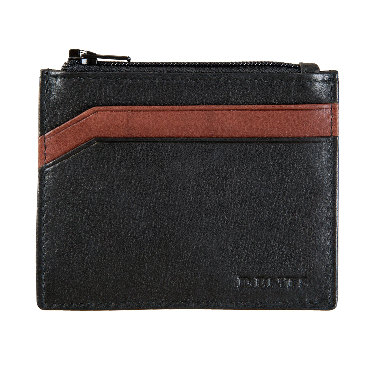 Men's Two-Colour Pebble Grain Leather Card Holder With RFID Blocking And Zipped Pocket 6 Men's Two-Colour Pebble Grain Leather Card Holder With RFID Blocking And Zipped Pocket - Image 4
