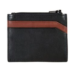 Men's Two-Colour Pebble Grain Leather Card Holder With RFID Blocking And Zipped Pocket 12 Men's Two-Colour Pebble Grain Leather Card Holder With RFID Blocking And Zipped Pocket -Dents 23 5559 Black 2