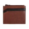 Men's Two-Colour Pebble Grain Leather Card Holder With RFID Blocking And Zipped Pocket -Dents 23 5559 Dark Tan 1